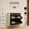 Wall mounted double layer shoe organizer DL-2, powder coated steel
